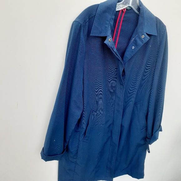 Women Laura Ashley Navy Spy Trench Coat DUSTER Size 12 UK 16